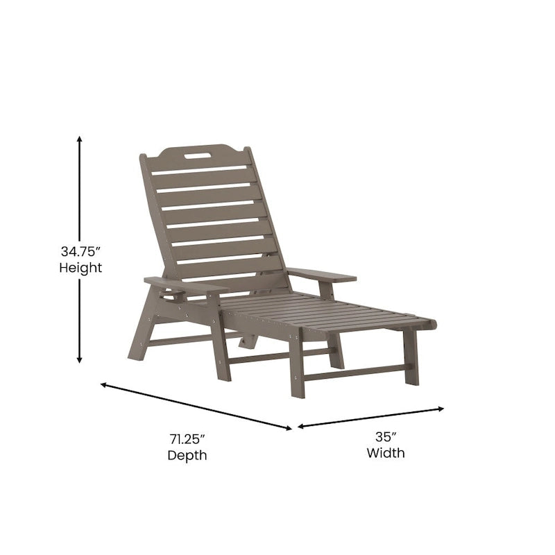 Chaise longue d'extérieur réglable avec porte-gobelet