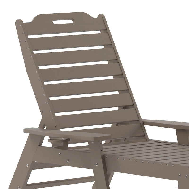Chaise longue d'extérieur réglable avec porte-gobelet