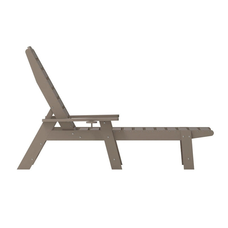 Chaise longue d'extérieur réglable avec porte-gobelet