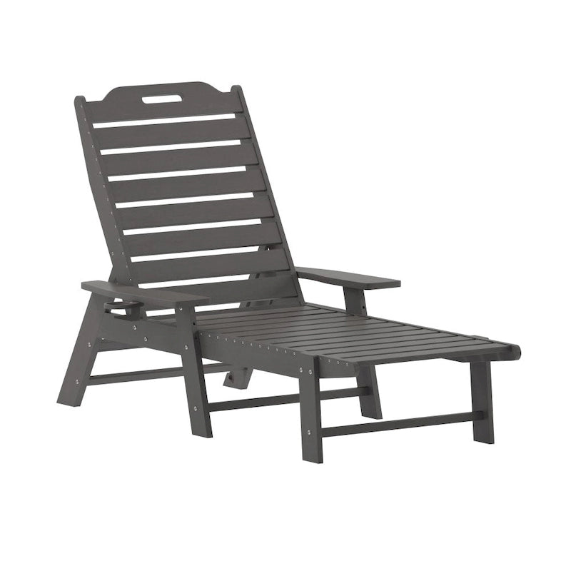 Chaise longue d'extérieur réglable avec porte-gobelet