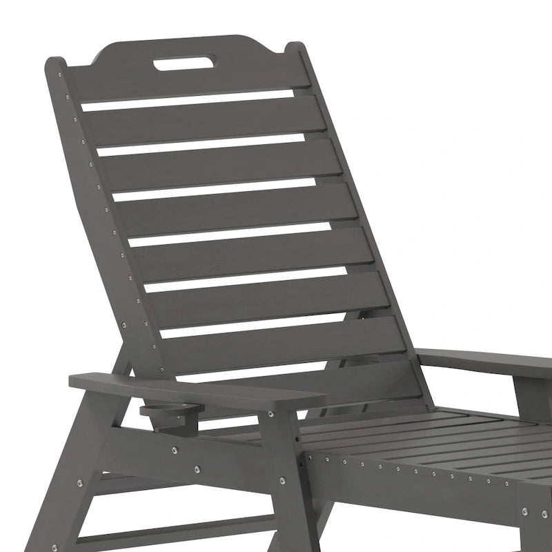 Chaise longue d'extérieur réglable avec porte-gobelet