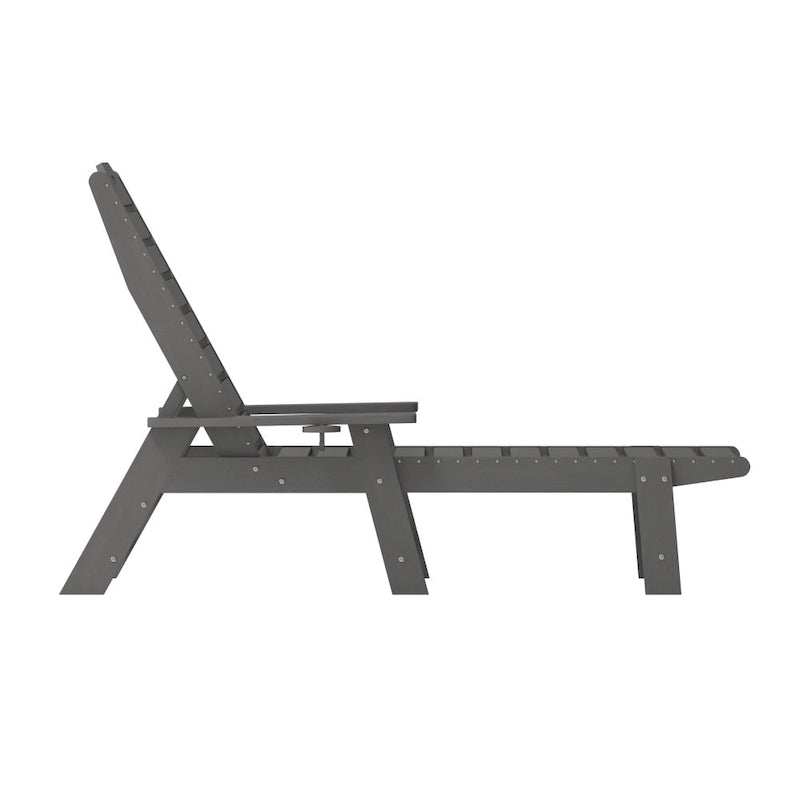 Chaise longue d'extérieur réglable avec porte-gobelet