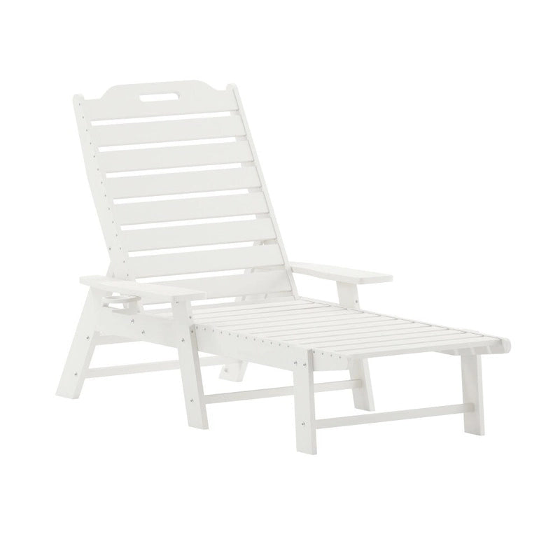 Chaise longue d'extérieur réglable avec porte-gobelet