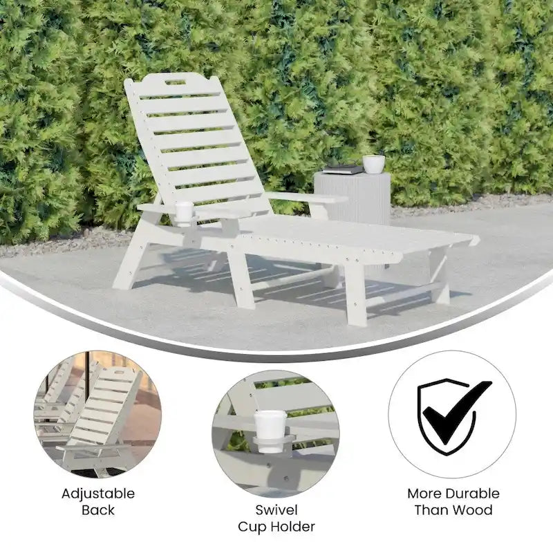 Chaise longue d'extérieur réglable avec porte-gobelet