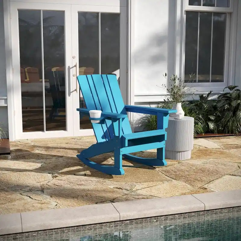 Fauteuil à bascule Adirondack tout temps avec porte-gobelet pivotant