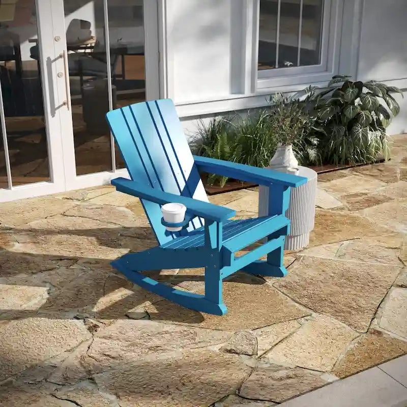 Fauteuil à bascule Adirondack tout temps avec porte-gobelet pivotant