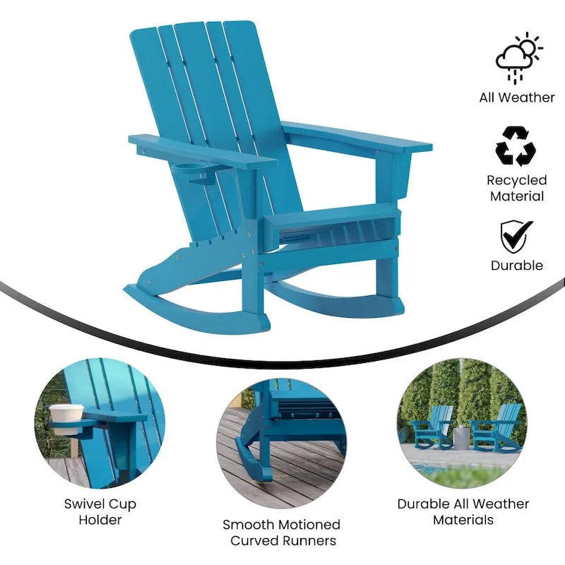 Fauteuil à bascule Adirondack tout temps avec porte-gobelet pivotant
