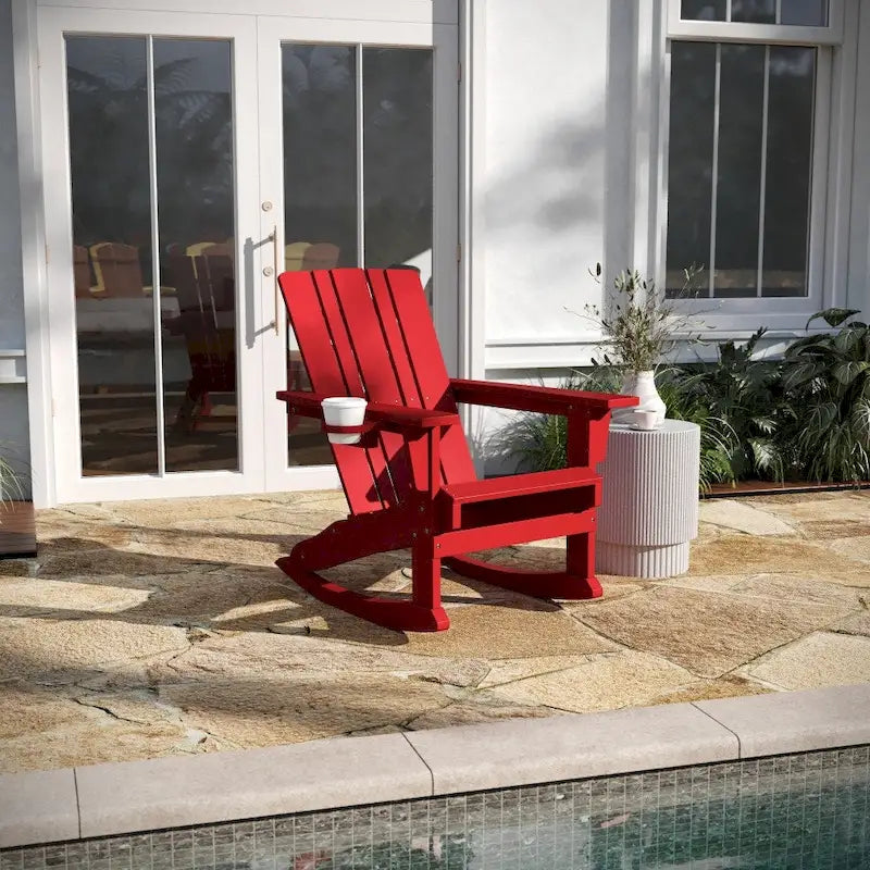 Fauteuil à bascule Adirondack tout temps avec porte-gobelet pivotant