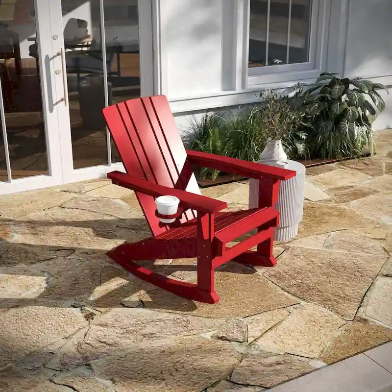 Fauteuil à bascule Adirondack tout temps avec porte-gobelet pivotant