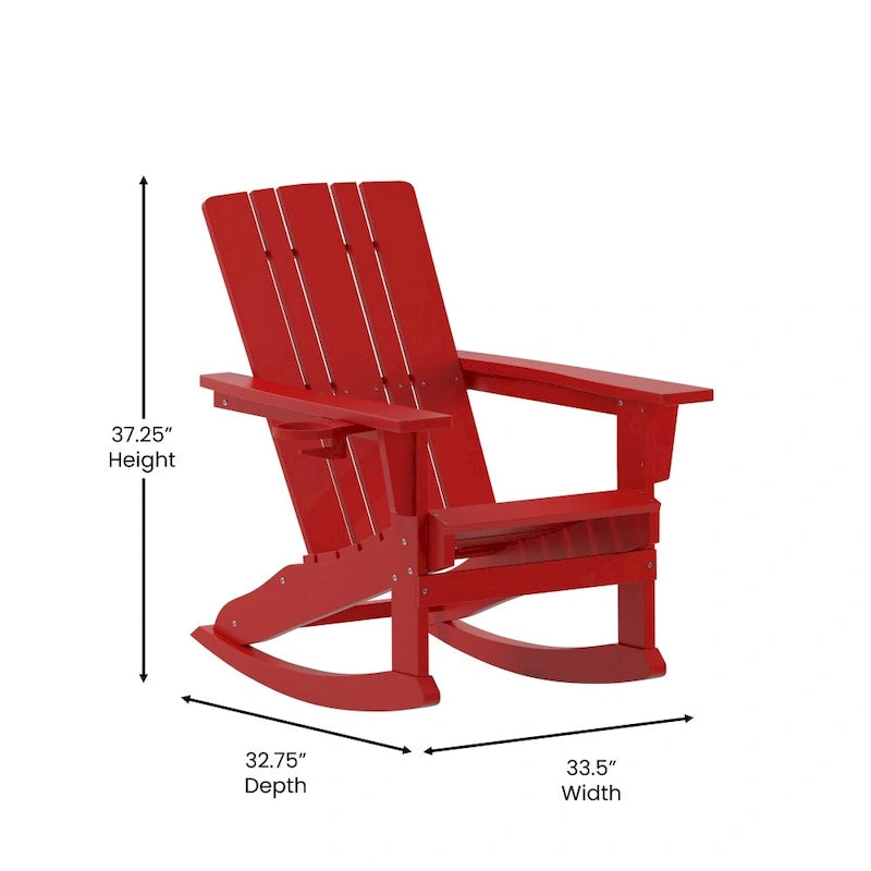 Fauteuil à bascule Adirondack tout temps avec porte-gobelet pivotant