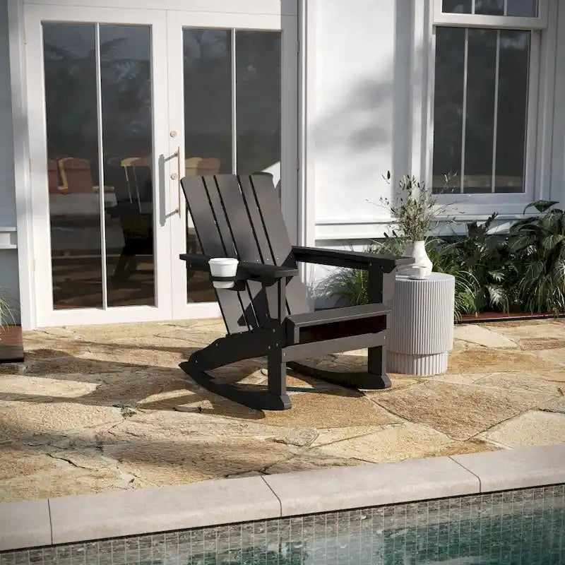 Fauteuil à bascule Adirondack tout temps avec porte-gobelet pivotant