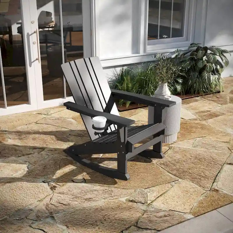 Fauteuil à bascule Adirondack tout temps avec porte-gobelet pivotant