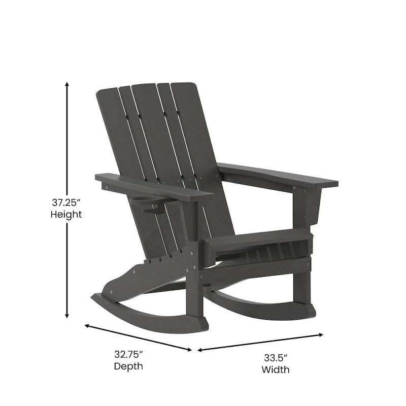 Fauteuil à bascule Adirondack tout temps avec porte-gobelet pivotant