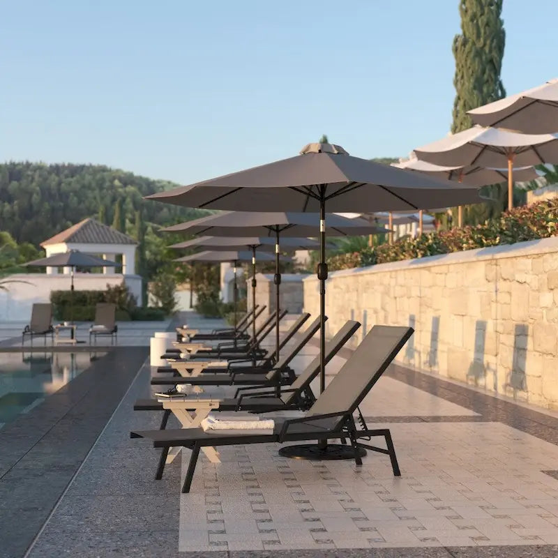 Lot de 2 chaises longues réglables en textilène toutes saisons avec accoudoirs