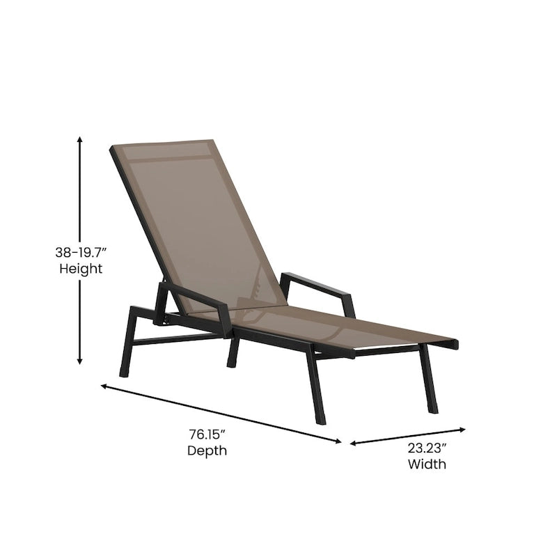 Lot de 2 chaises longues réglables en textilène toutes saisons avec accoudoirs