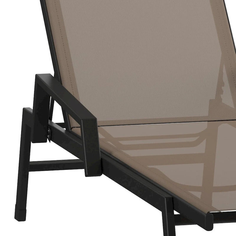 Lot de 2 chaises longues réglables en textilène toutes saisons avec accoudoirs