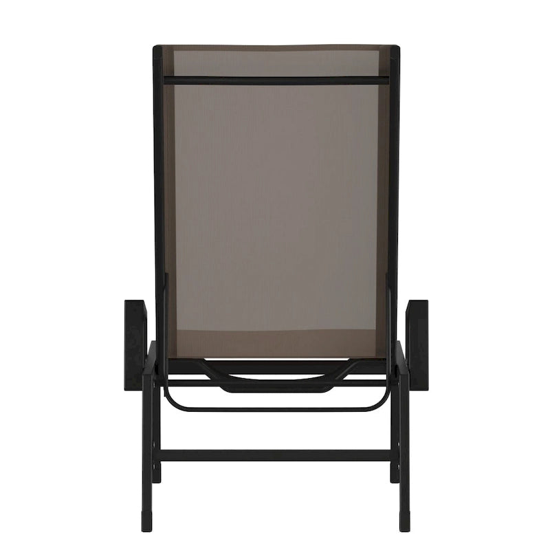 Lot de 2 chaises longues réglables en textilène toutes saisons avec accoudoirs