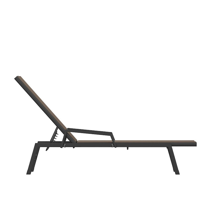Lot de 2 chaises longues réglables en textilène toutes saisons avec accoudoirs