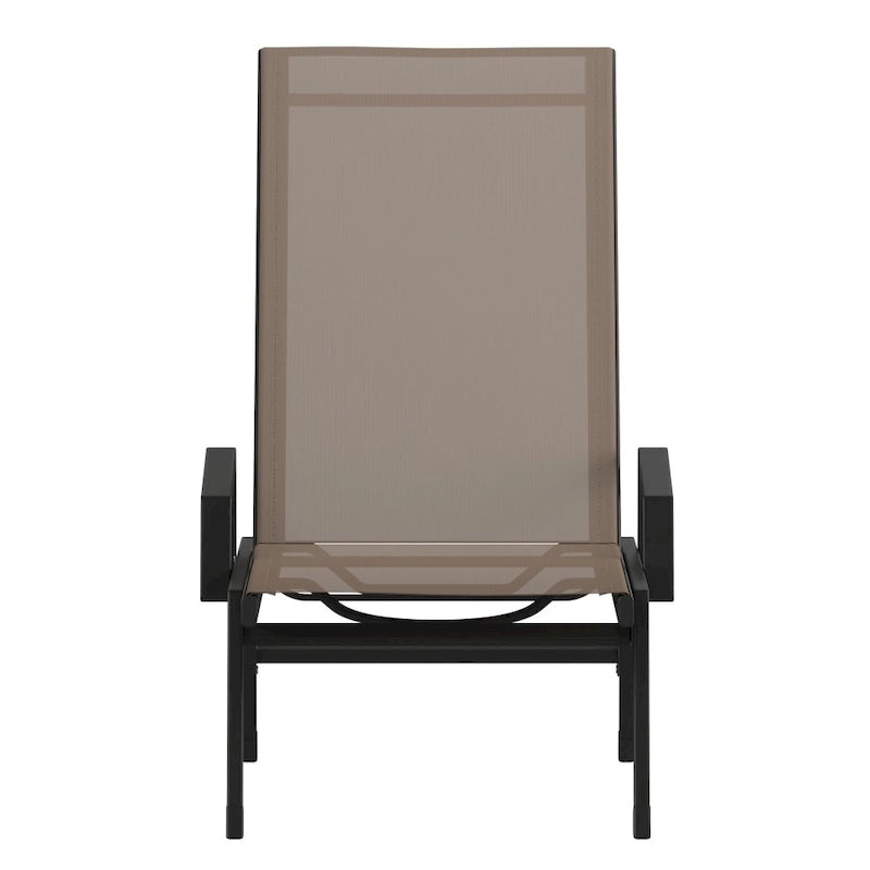Lot de 2 chaises longues réglables en textilène toutes saisons avec accoudoirs