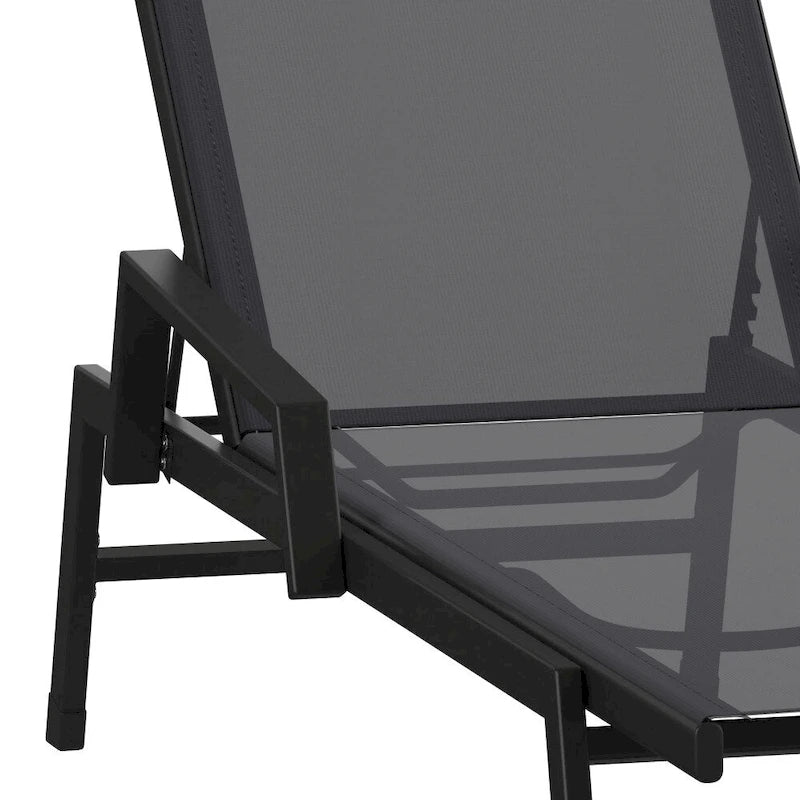 Lot de 2 chaises longues réglables en textilène toutes saisons avec accoudoirs