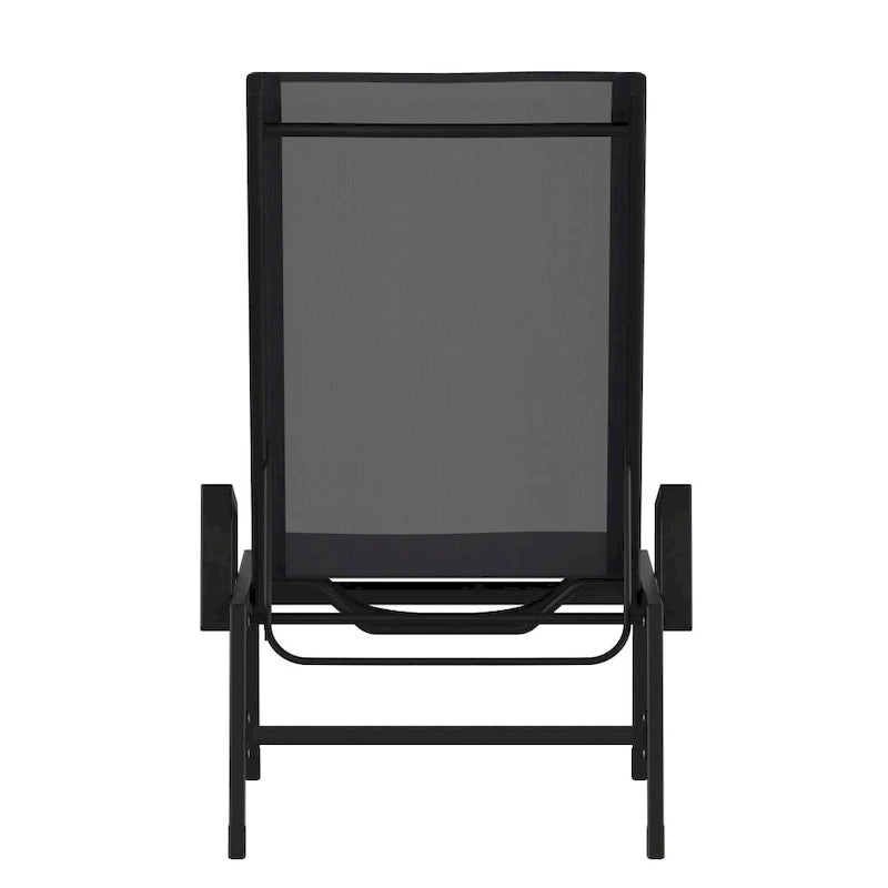 Lot de 2 chaises longues réglables en textilène toutes saisons avec accoudoirs