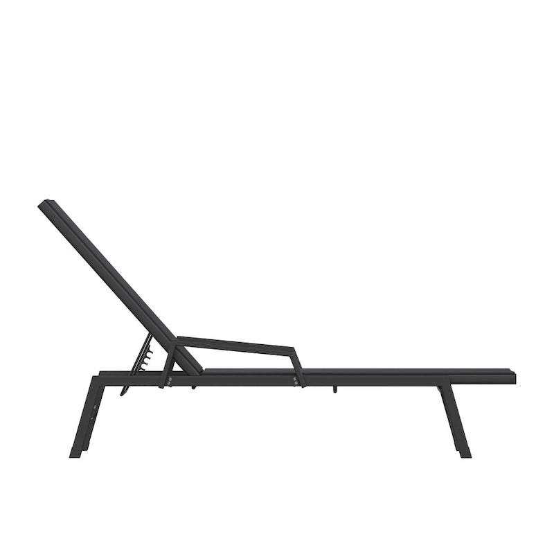 Lot de 2 chaises longues réglables en textilène toutes saisons avec accoudoirs