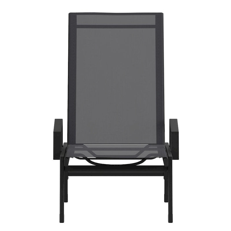 Lot de 2 chaises longues réglables en textilène toutes saisons avec accoudoirs