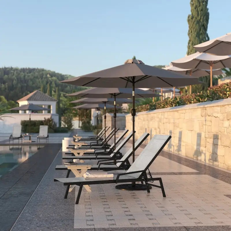 Lot de 2 chaises longues réglables en textilène toutes saisons avec accoudoirs