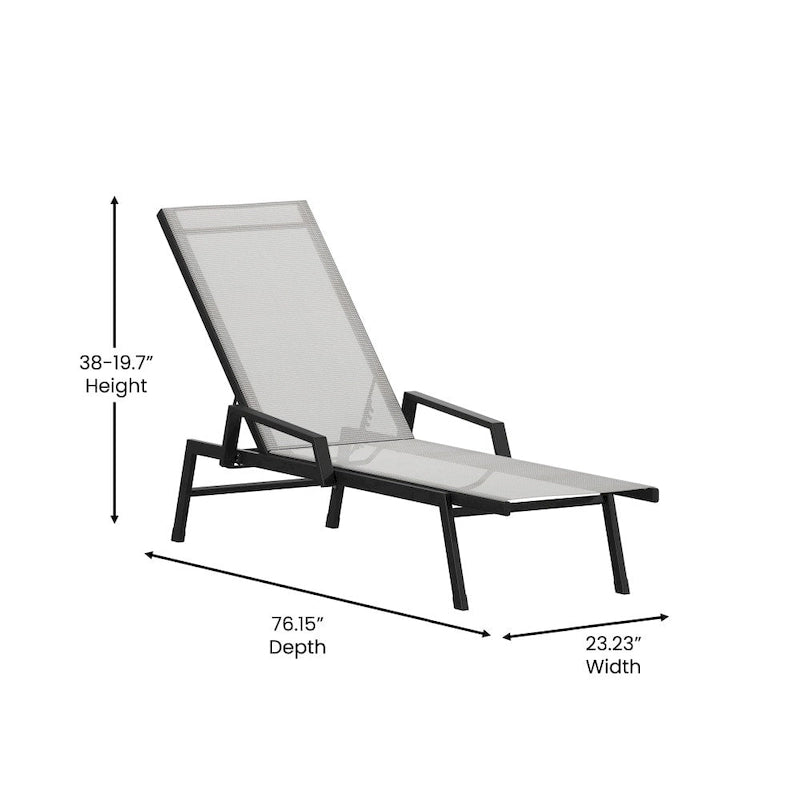 Lot de 2 chaises longues réglables en textilène toutes saisons avec accoudoirs