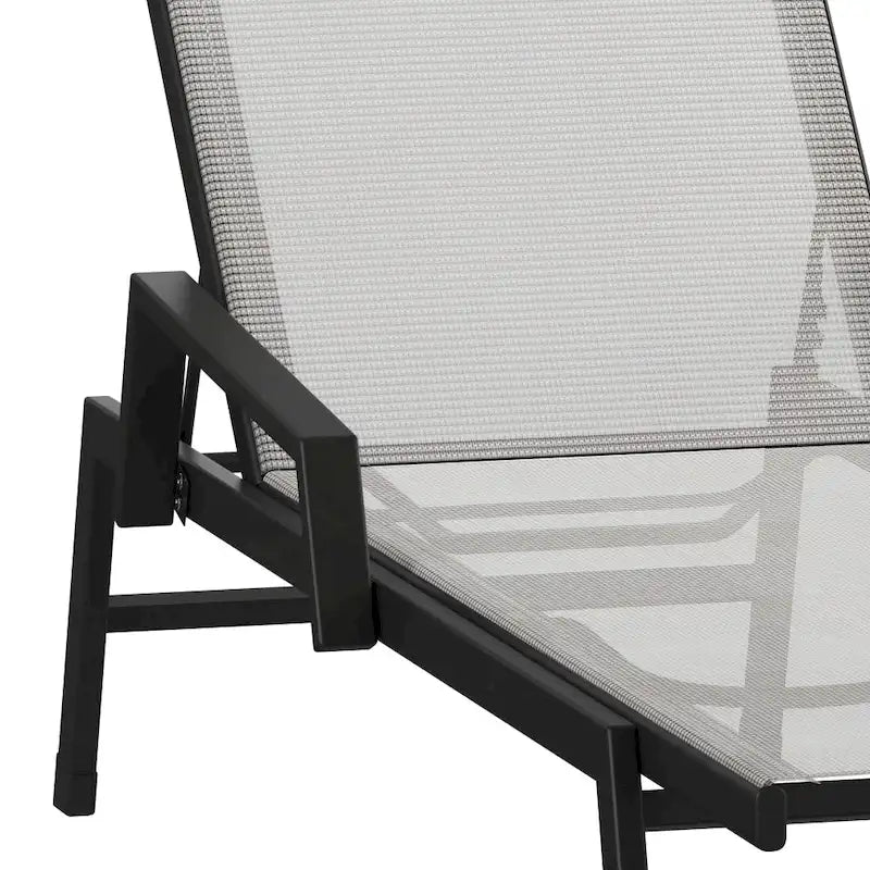 Lot de 2 chaises longues réglables en textilène toutes saisons avec accoudoirs