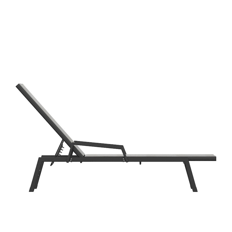 Lot de 2 chaises longues réglables en textilène toutes saisons avec accoudoirs