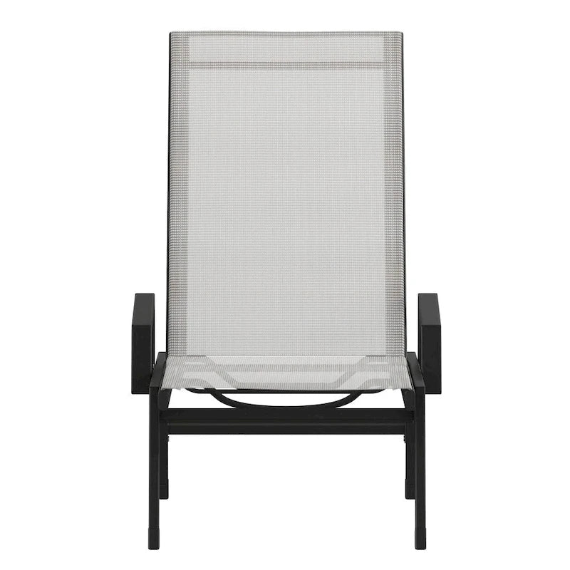 Lot de 2 chaises longues réglables en textilène toutes saisons avec accoudoirs