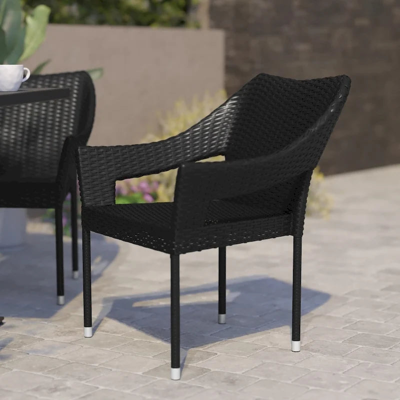 Chaises de terrasse empilables en rotin PE de qualité commerciale, toutes saisons