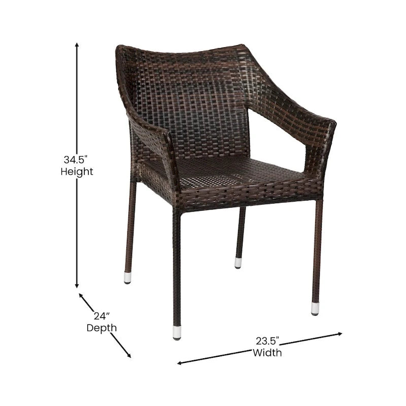 Chaises de terrasse empilables en rotin PE de qualité commerciale, toutes saisons
