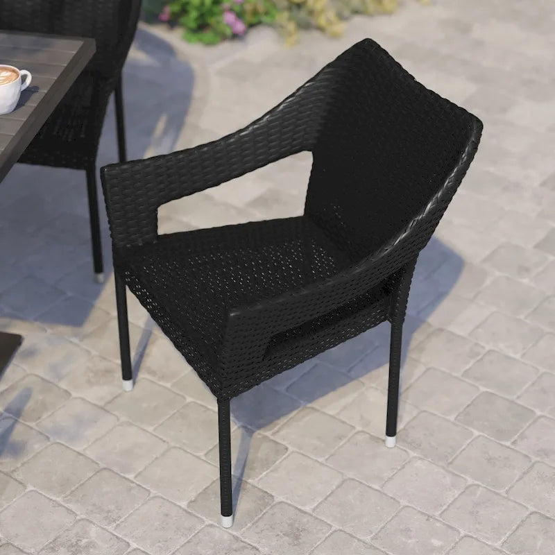 Chaises de terrasse empilables en rotin PE de qualité commerciale, toutes saisons