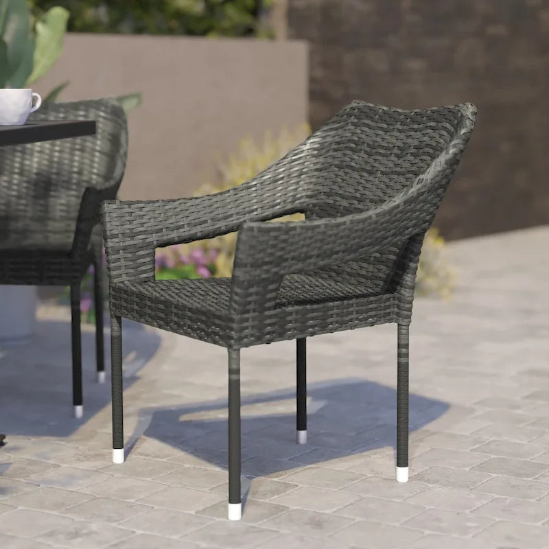 Chaises de terrasse empilables en rotin PE de qualité commerciale, toutes saisons