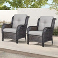 Gymojoy Chaises de club d'extérieur en osier avec coussin (lot de 2)