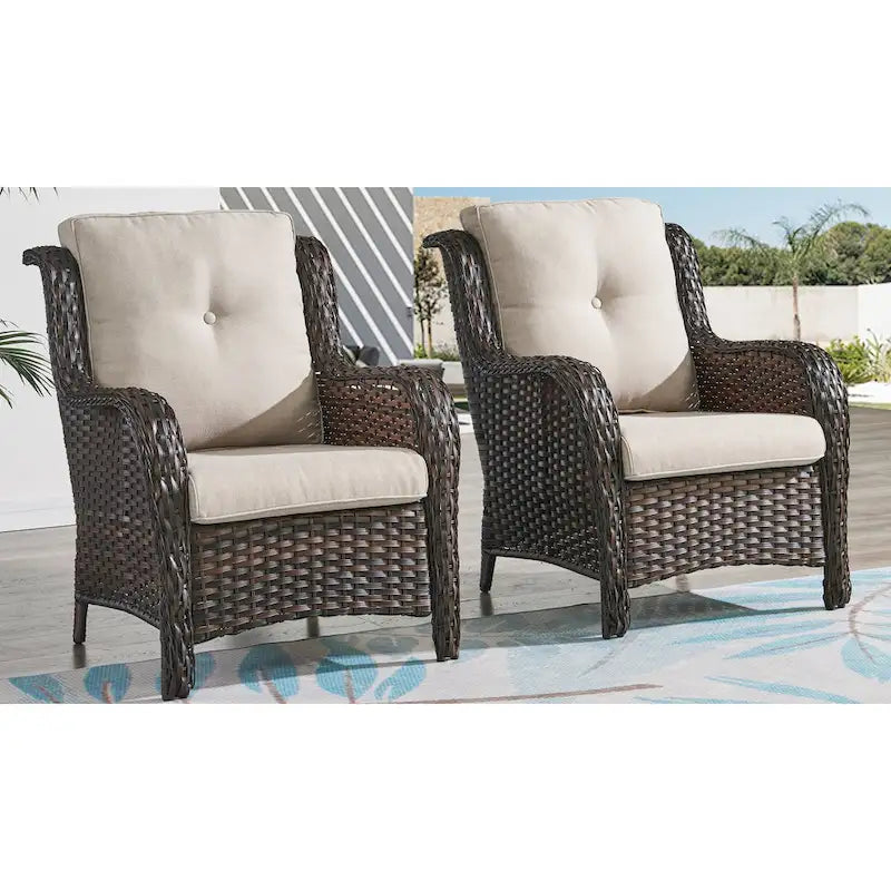Gymojoy Chaises de club d'extérieur en osier avec coussin (lot de 2)
