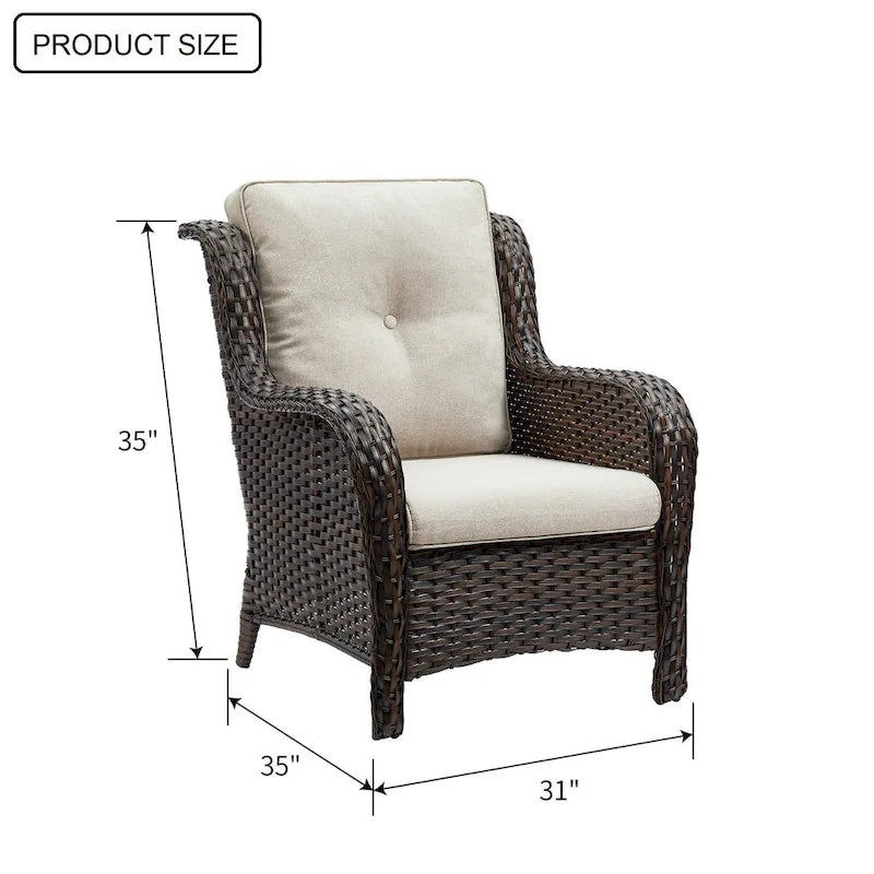 Gymojoy Chaises de club d'extérieur en osier avec coussin (lot de 2)