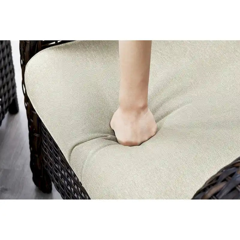 Gymojoy Chaises de club d'extérieur en osier avec coussin (lot de 2)