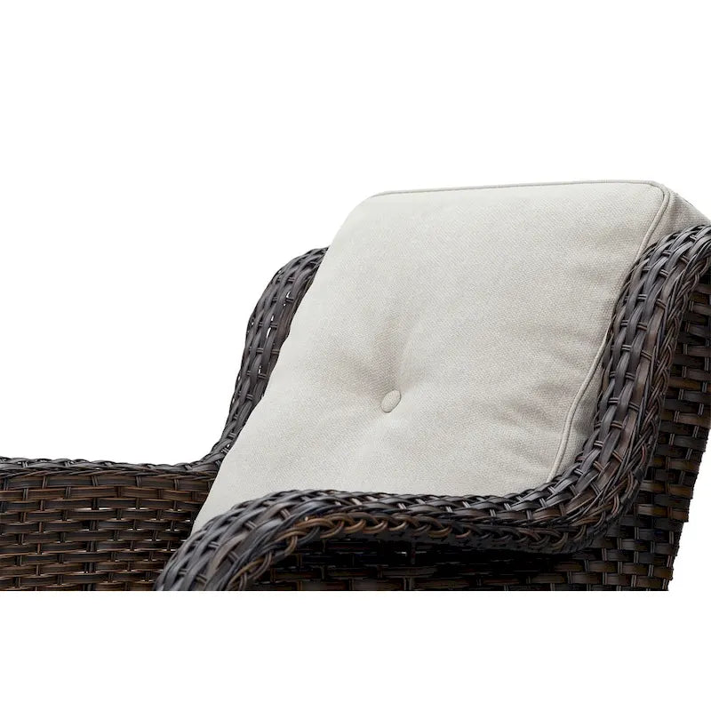 Gymojoy Chaises de club d'extérieur en osier avec coussin (lot de 2)