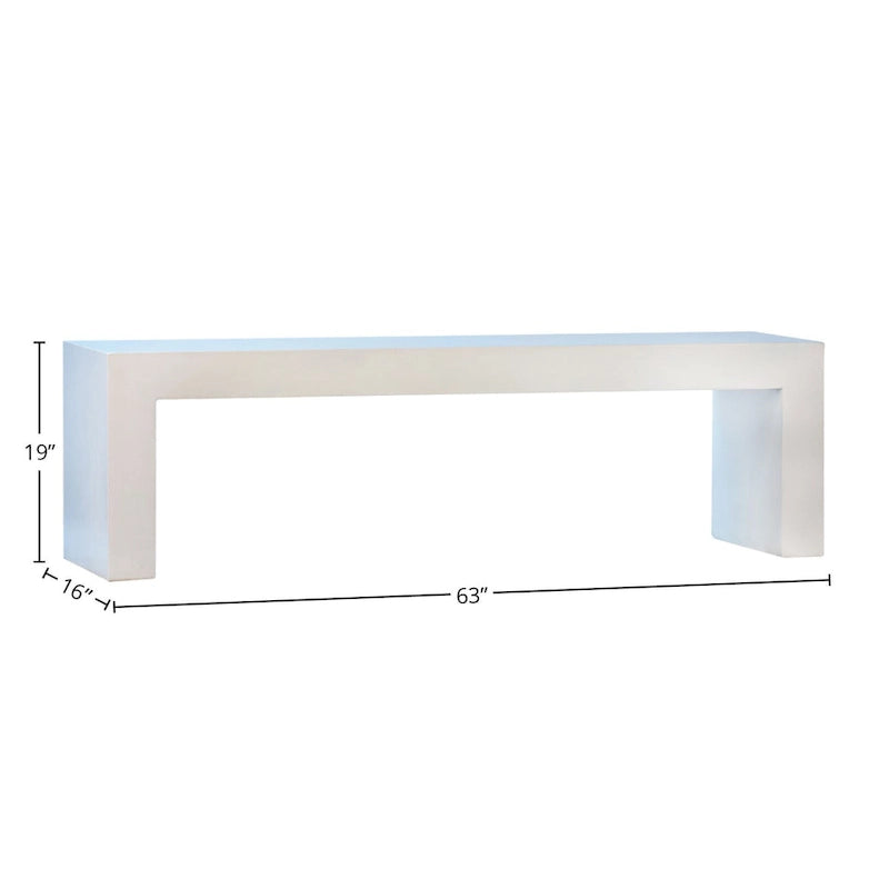 Banc cascade Layla de 160 cm en béton blanc pour intérieur et extérieur - S.O.