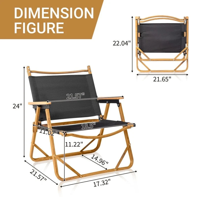 Chaise de camping en aluminium, tissu Oxford 600D et peinture laquée effet bois