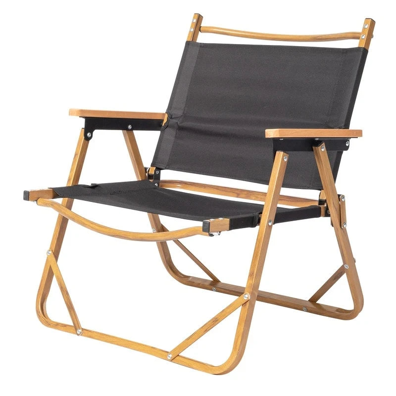 Chaise de camping en aluminium, tissu Oxford 600D et peinture laquée effet bois