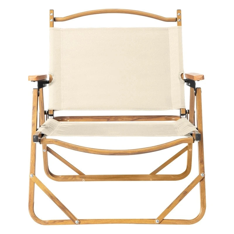 Chaise de camping en aluminium, tissu Oxford 600D et peinture laquée effet bois