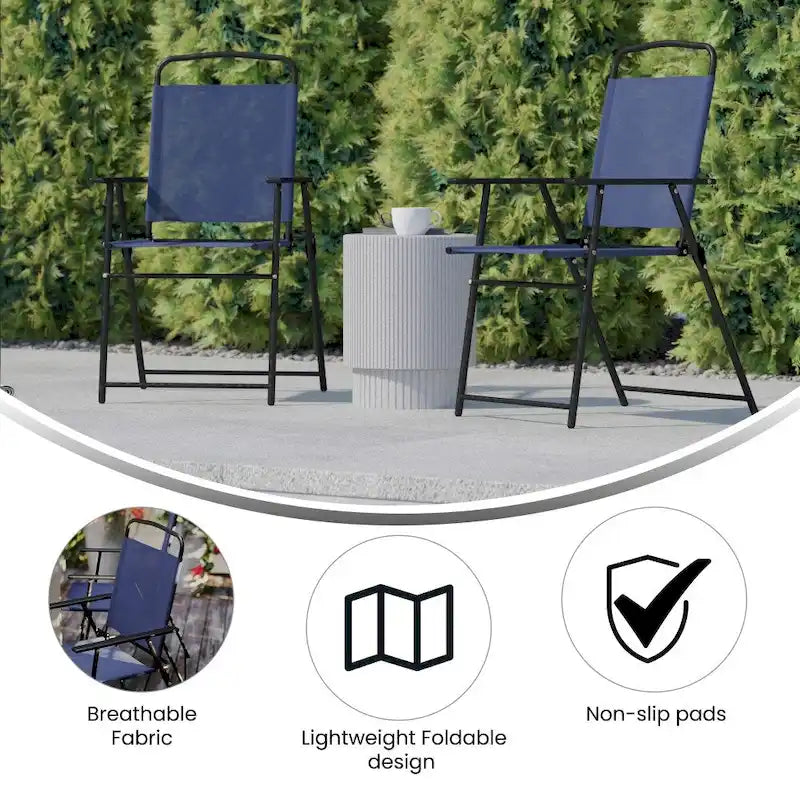 Lot de 2 chaises de patio en textilène tout temps avec accoudoirs