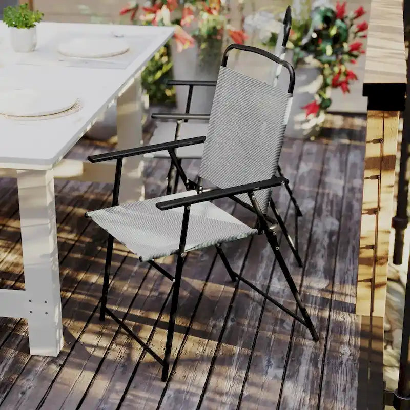 Lot de 2 chaises de patio en textilène tout temps avec accoudoirs