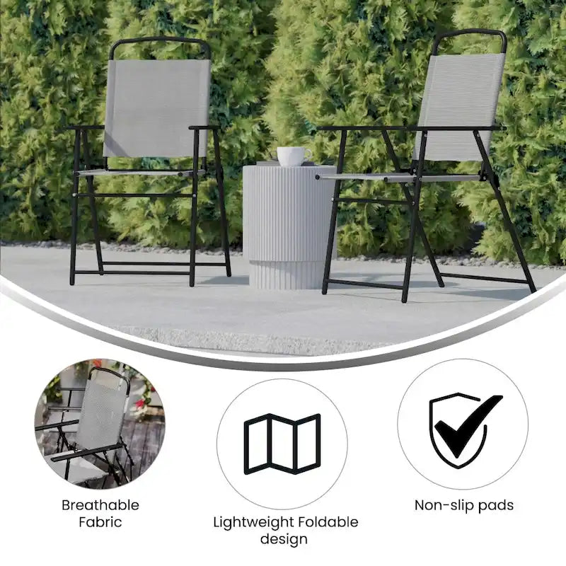 Lot de 2 chaises de patio en textilène tout temps avec accoudoirs