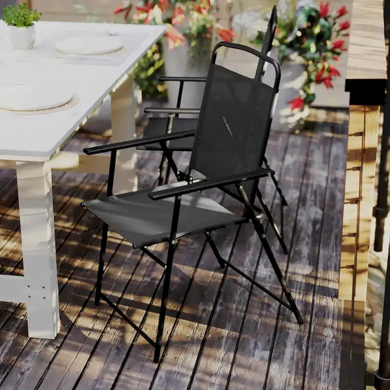 Lot de 2 chaises de patio en textilène tout temps avec accoudoirs