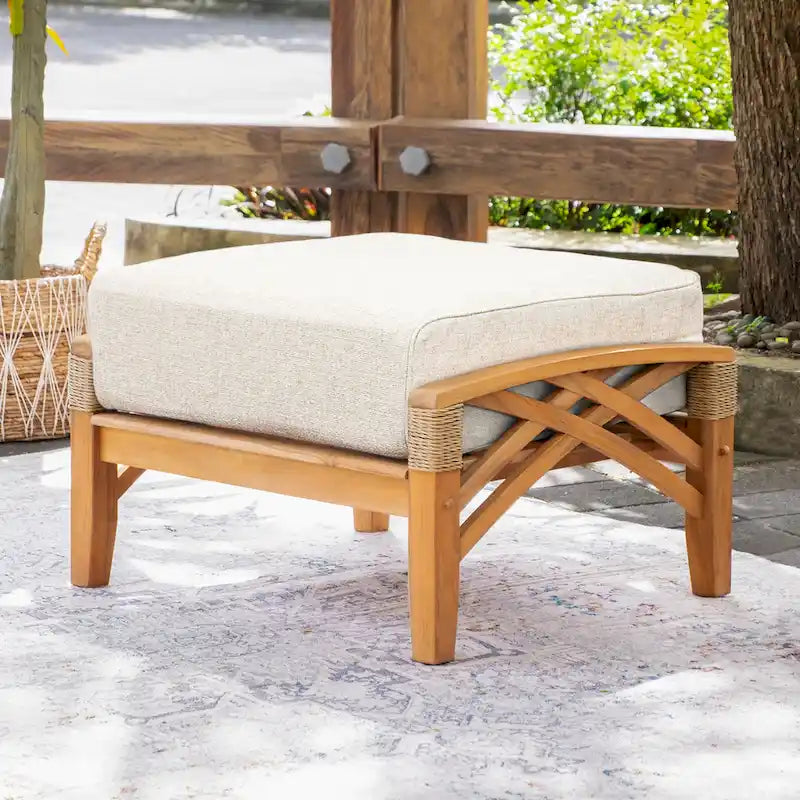 Cambridge Casual Carmel Teak Patio Ottoman with Cushion